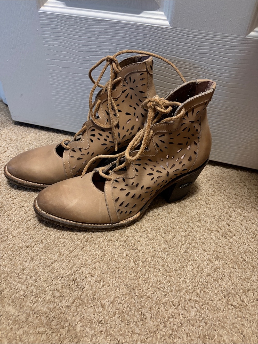 Miss Macie Waitin’ on Friday Lace-Up Cutout Ankle Boots